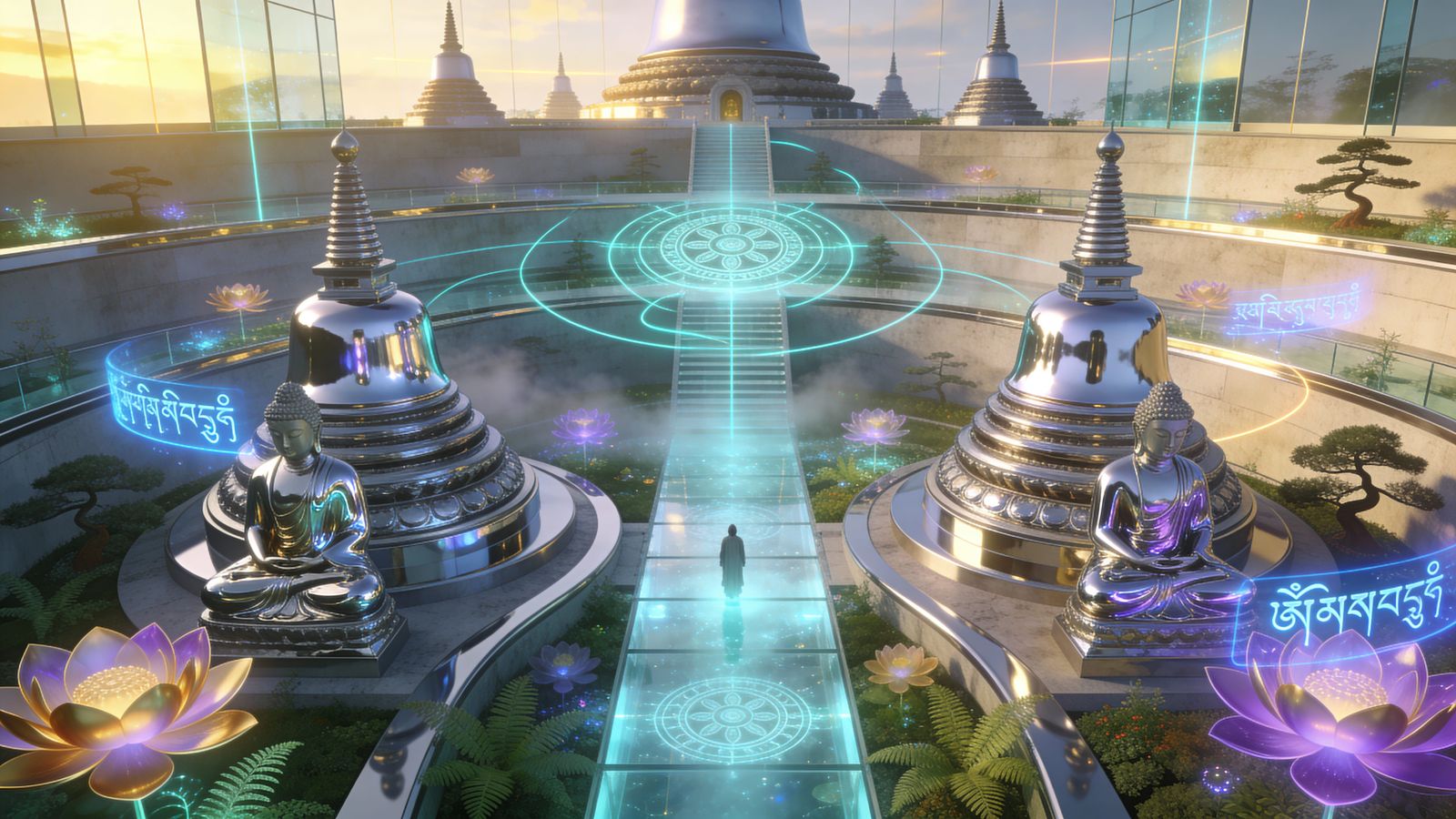 **“A cinematic sequence of Borobudur, the ancient 3D Buddhist temple, reimagined as a futuristic architectural marvel. T...