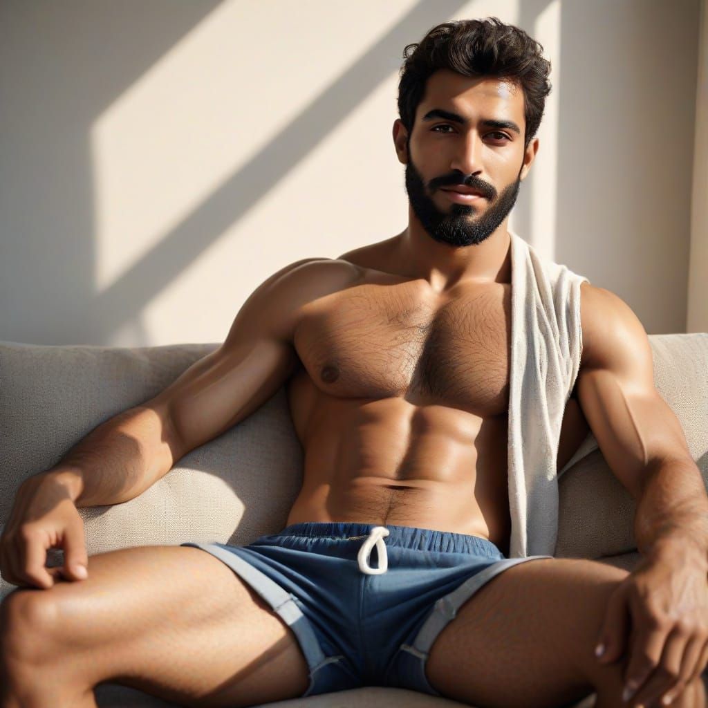 Handsome young man on a comfy sofa 