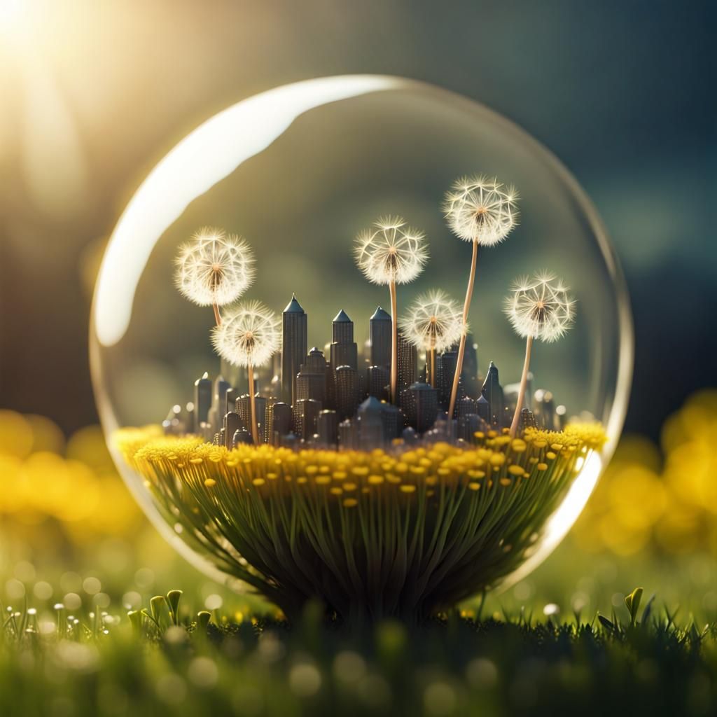 The tiniest city on the seed of a dandelion  by @AvoDeciduous