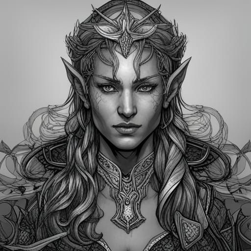 Portrait of Female Elf ~ Pen & Ink - AI Generated Artwork - NightCafe ...