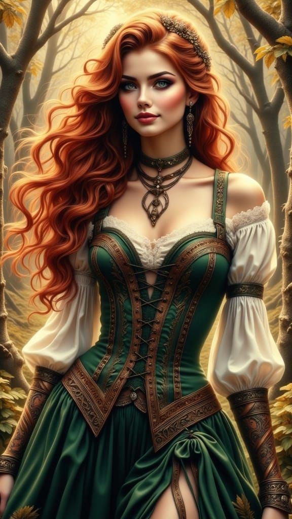 Celtic Warrior Queen in Gothic Velvet and Silk