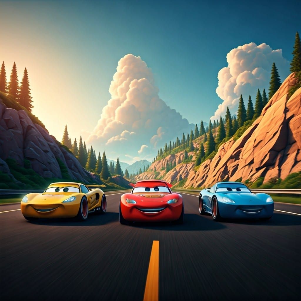 Cars Movie Scene: Speedy McQueen on Highway