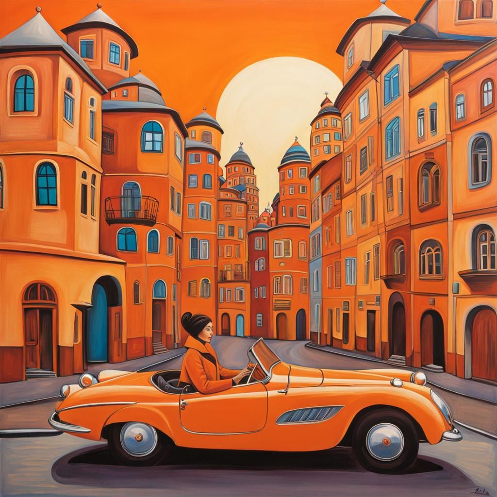 Orange car  by @The Marshes