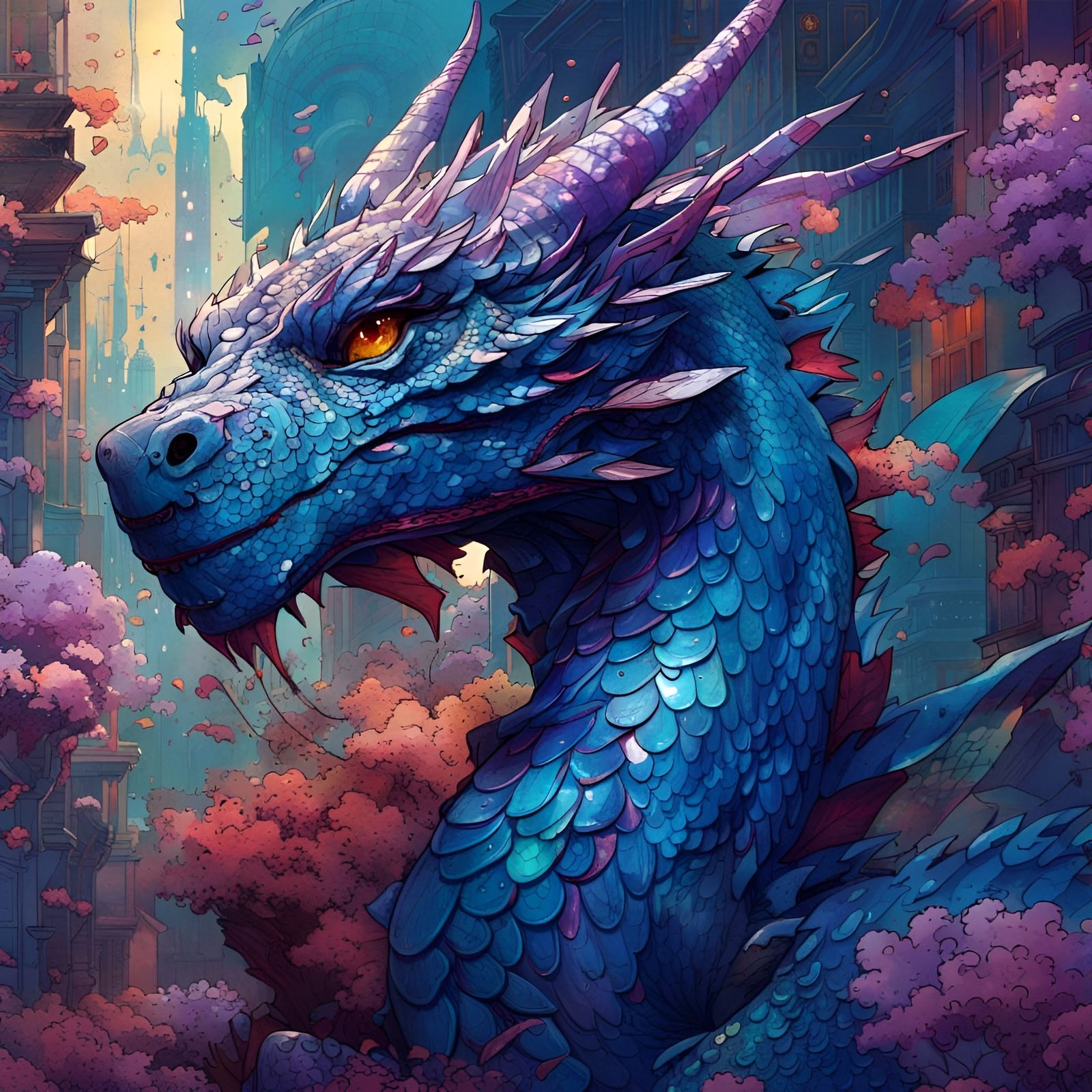 Blue Dragon. - AI Generated Artwork - NightCafe Creator