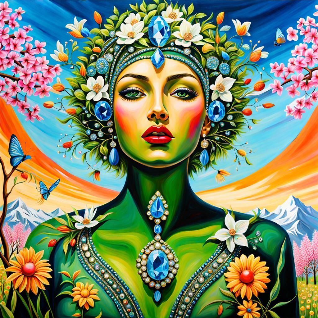 “Spring coming to life” Mother Nature bejeweled realism. fut...