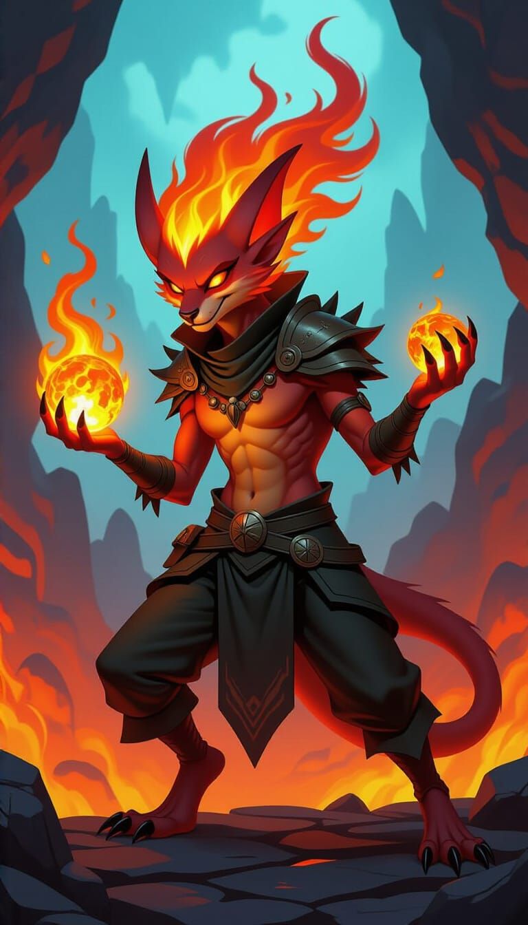 Familiar 

"A sly fiery trickster with ember-glowing skin and sharp talons, clutching a small flame orb that flickers like liv...