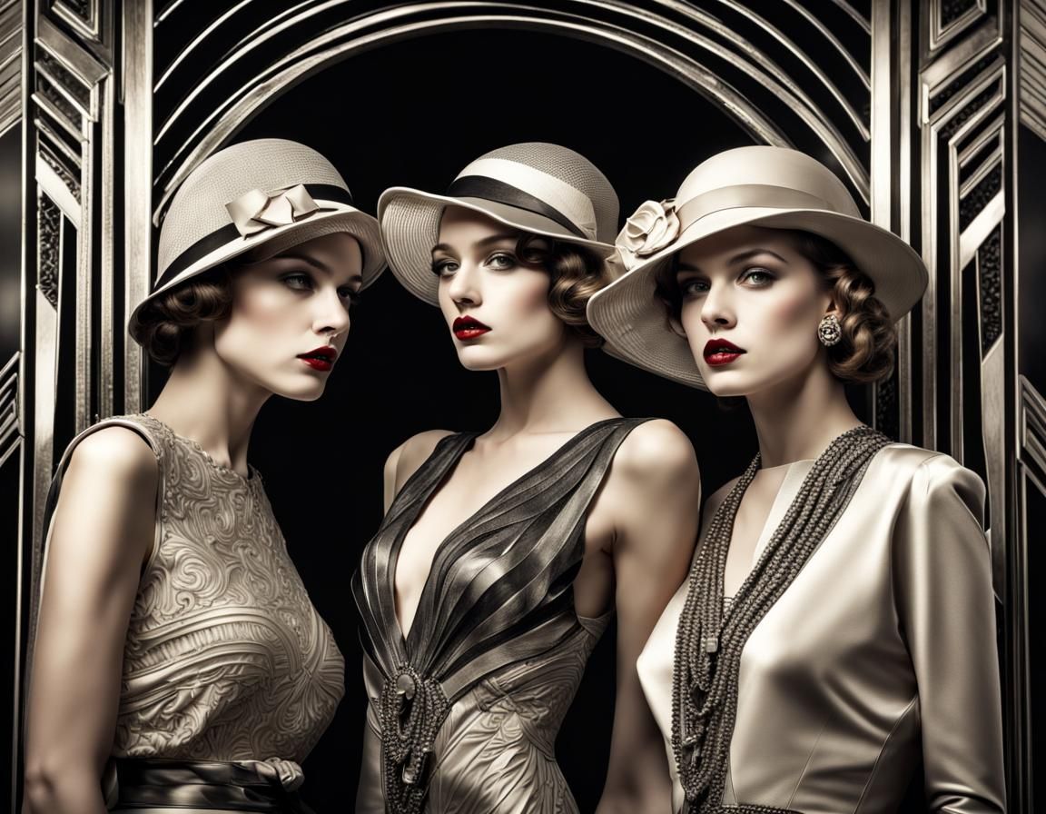 Art Deco Fashionistas intricate details, HDR, beautifully shot, hyperrealistic, sharp focus, 64 megapixels, ...  by @undefined