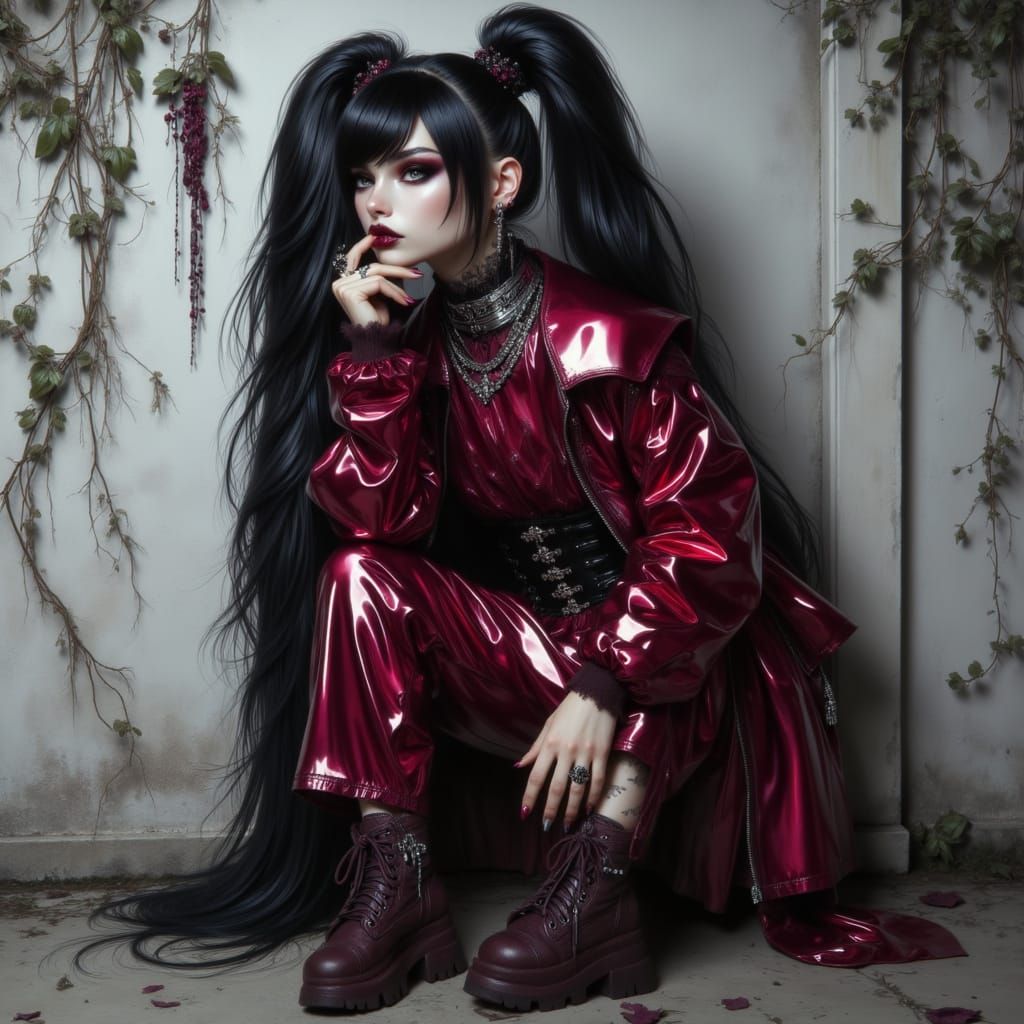 <lora:PrettyGothicStyle:1.0> Yoji Shinkawa, Ashley Wood, post apo background maximalism fantasy illustration ,full body shot, a pale-skinned...