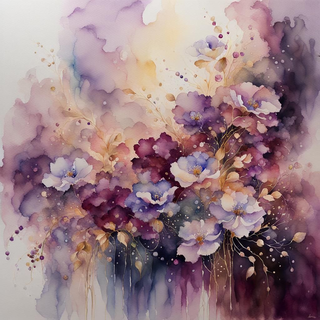 Gemstone Flowers in Watercolor, Jean Haines Style