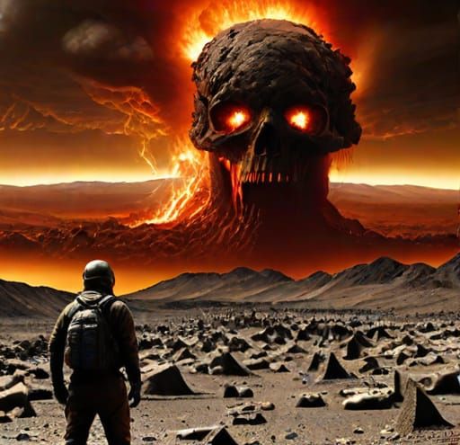 Creepy apocalypse natural disaster fictional horror fantasy art creation