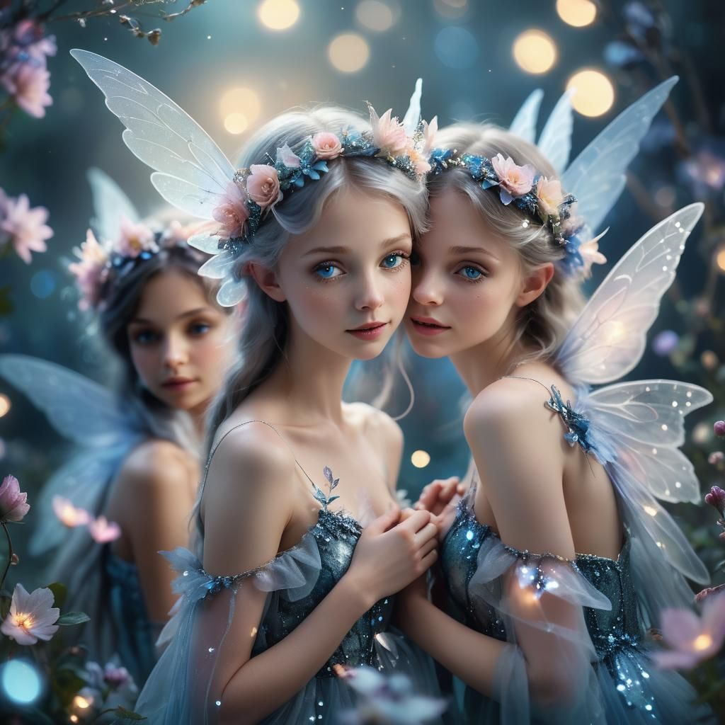 Ethereal Fairies Gather on Moonlit Night