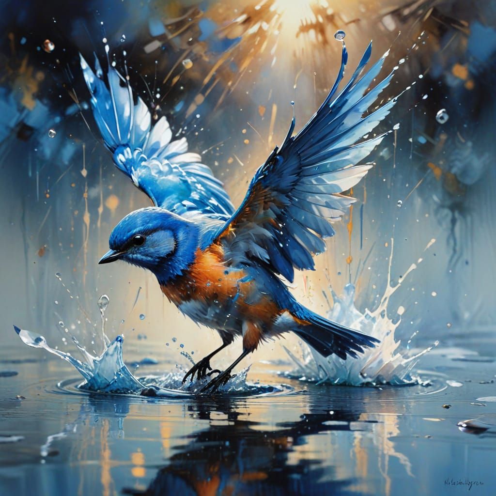 Bluebird above water.