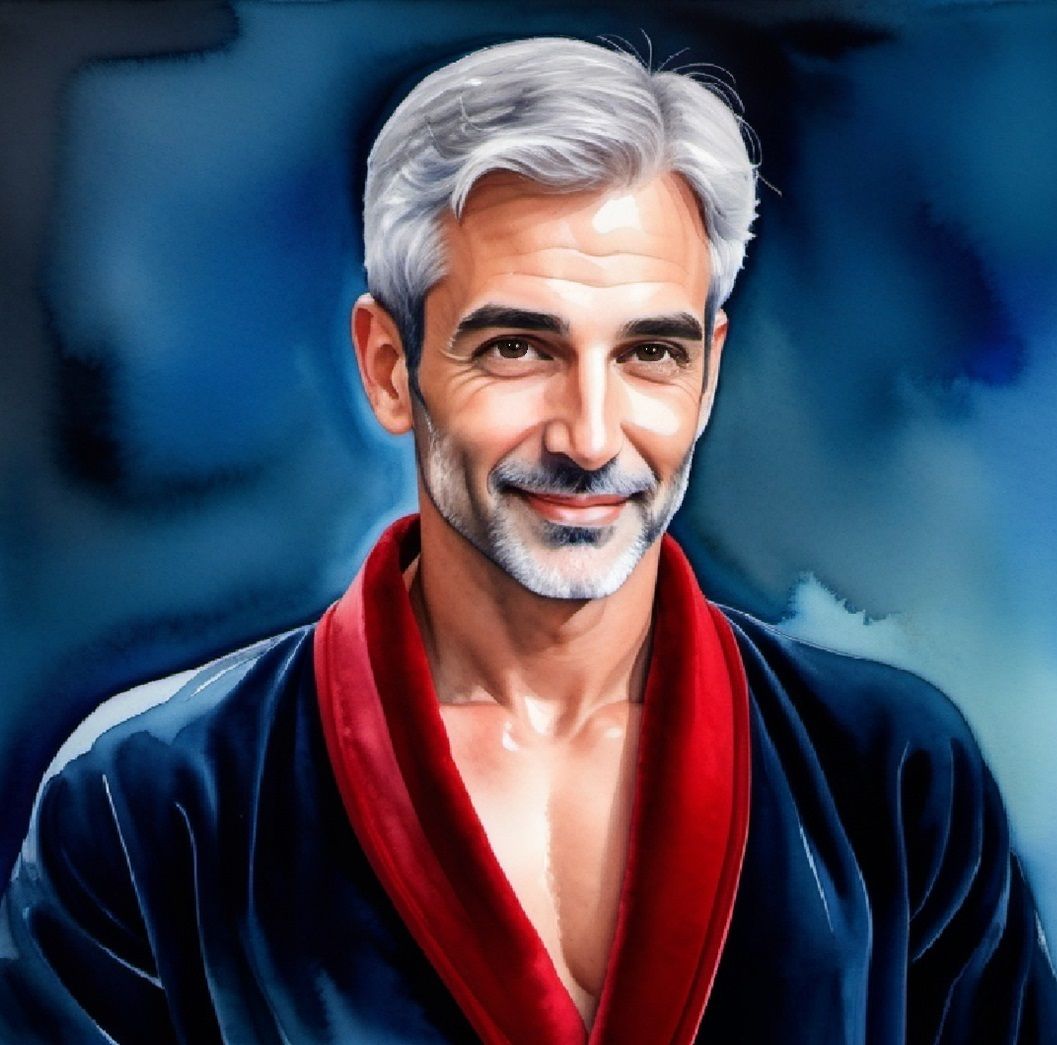 A handsome grey-haired man