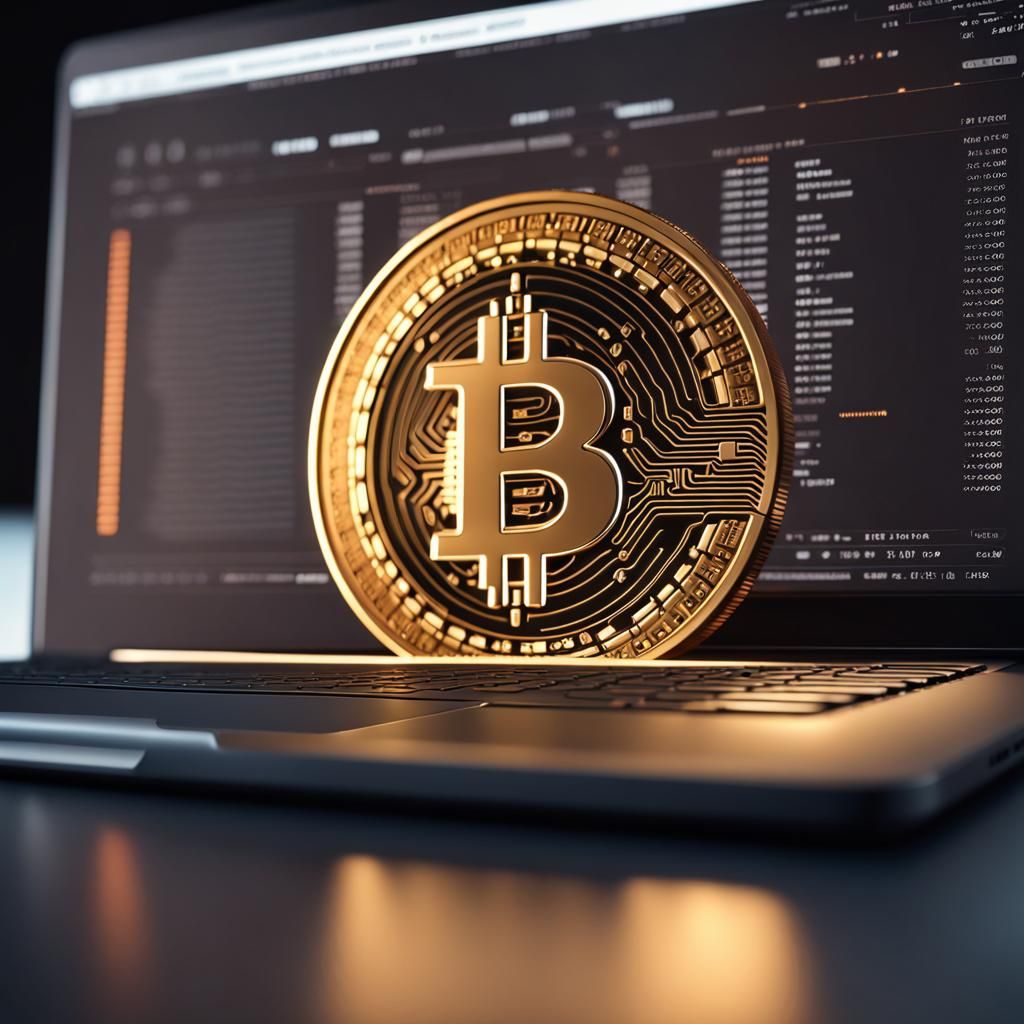 bitcoin on laptop screen