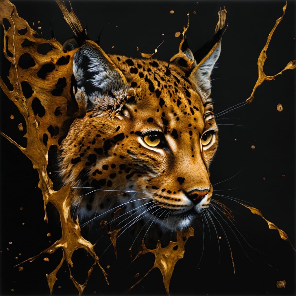 Golden Ink Splash Siberian Lynx