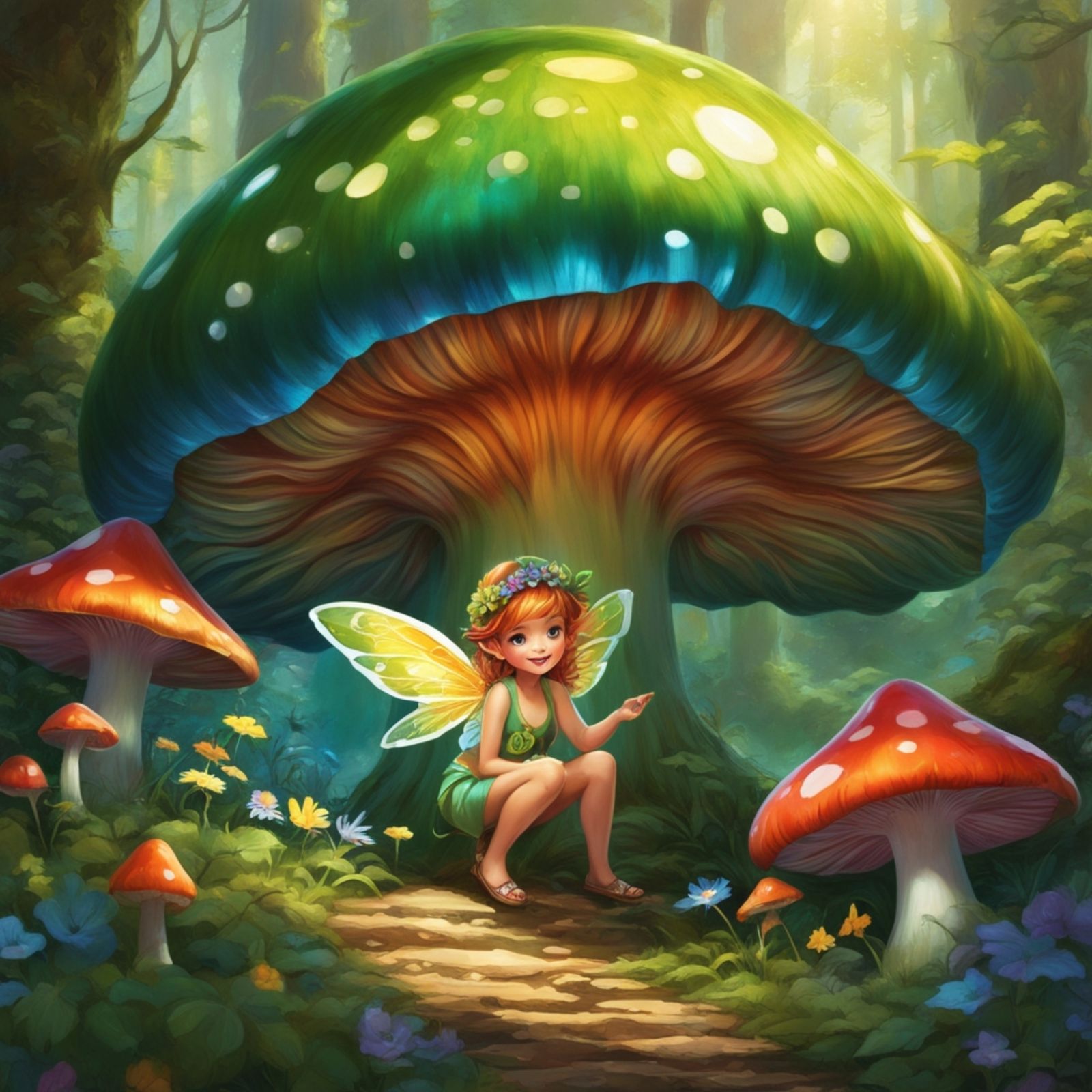 Giant green mushroom in Fairyland