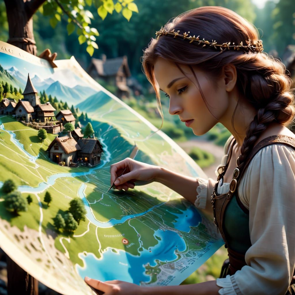 Fairy land map drawn by woman