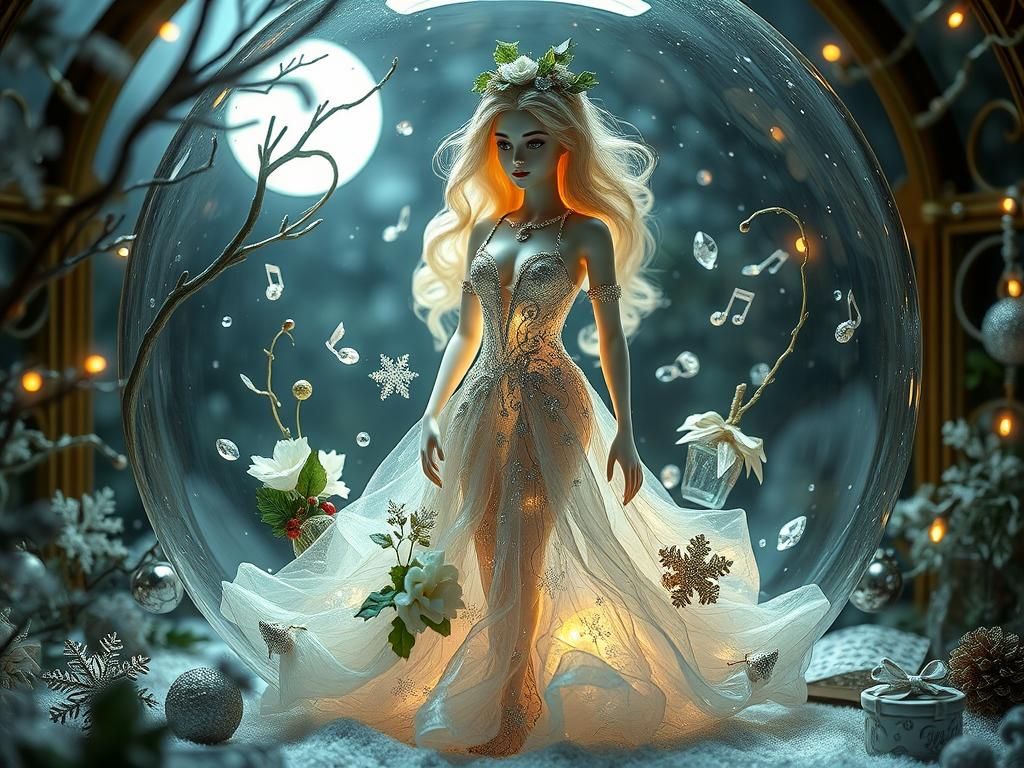 Enameled Glass Mother Nature Figurine in Crystal Orb