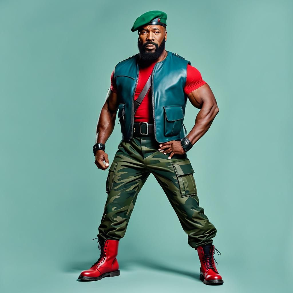 photo-realistic Mr. T as B.A. Barracus from the A-Team weari...