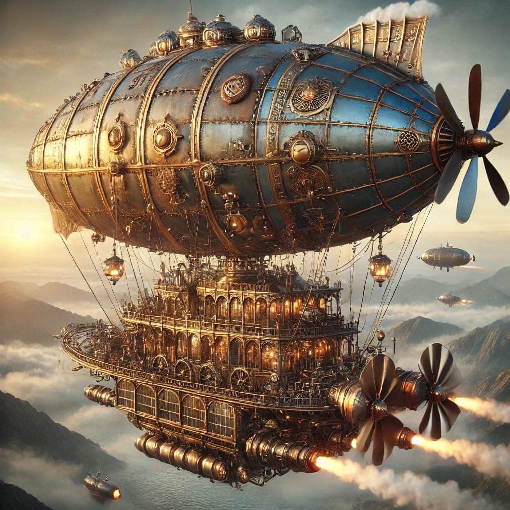 Steampunk Airship-Jules Verne Style