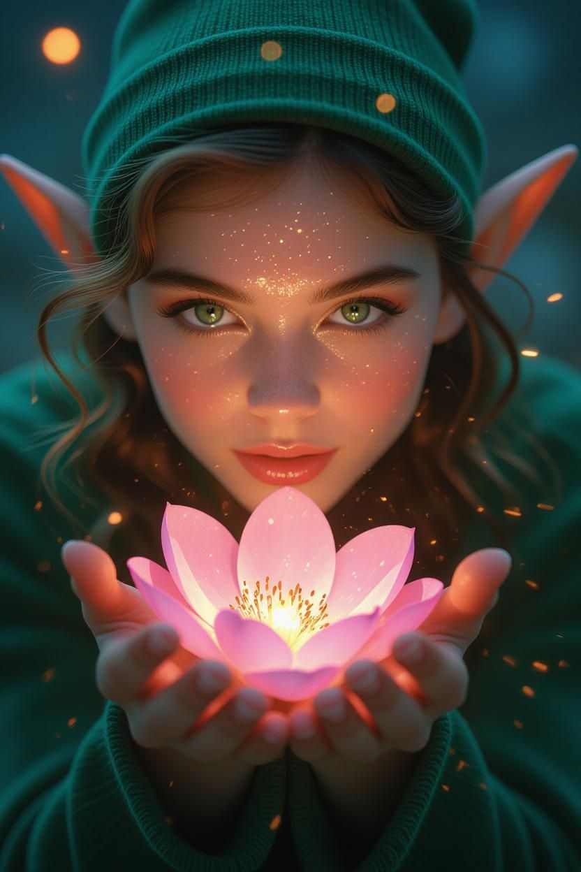 Elf and glowing lotus