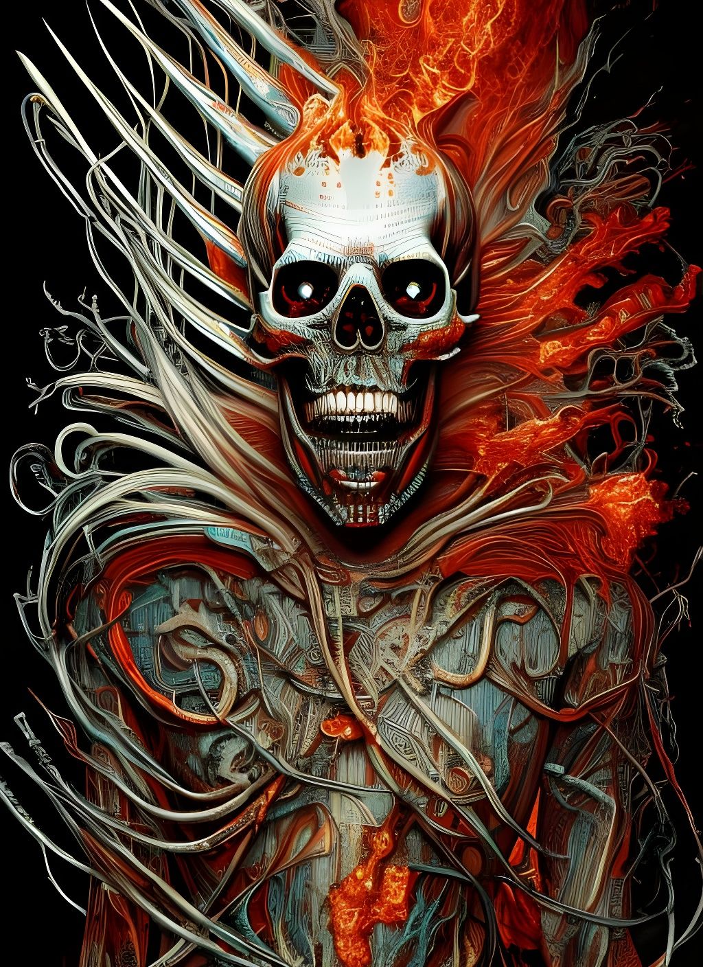 Flaming Skull Hyperrealistic Sci-Fi Art
