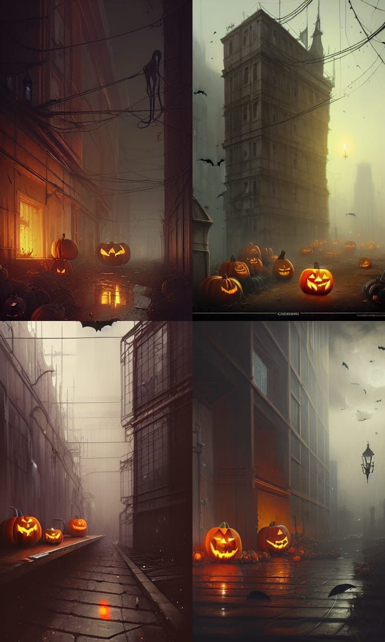 Halloween Industrial Center by Greg Rutkowski, 8K Art