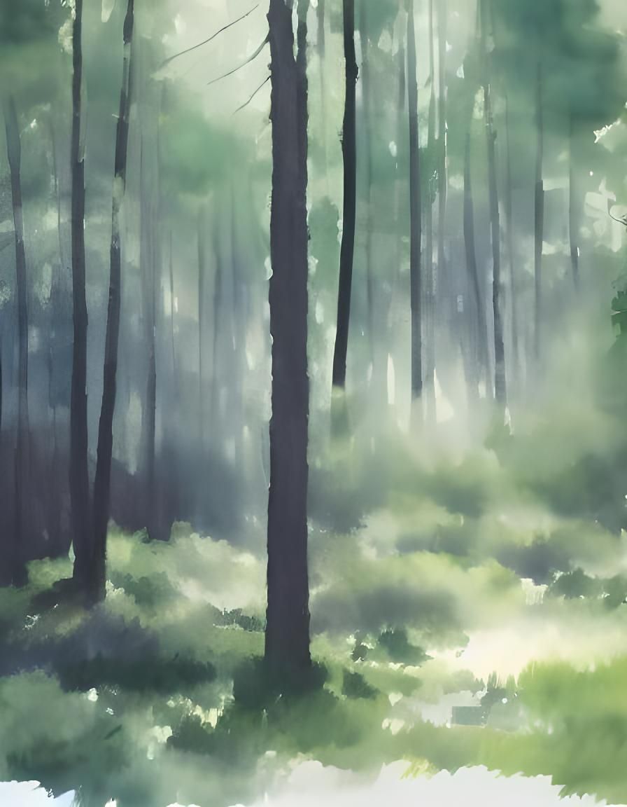 Single color green forest interior, monochrome - AI Generated Artwork ...