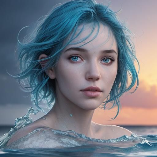 A beautiful woman swimming in the sea