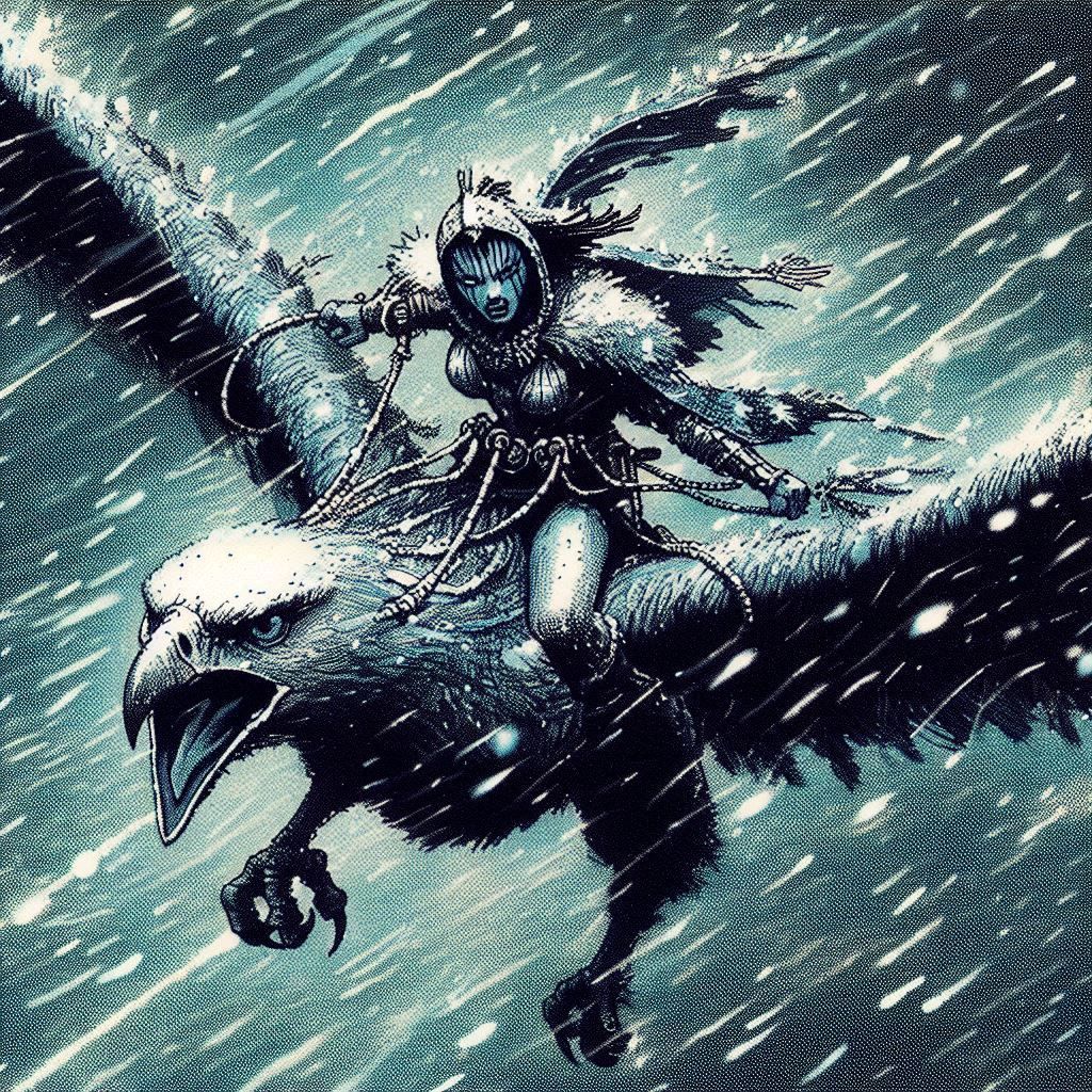 Warrior on mighty bird