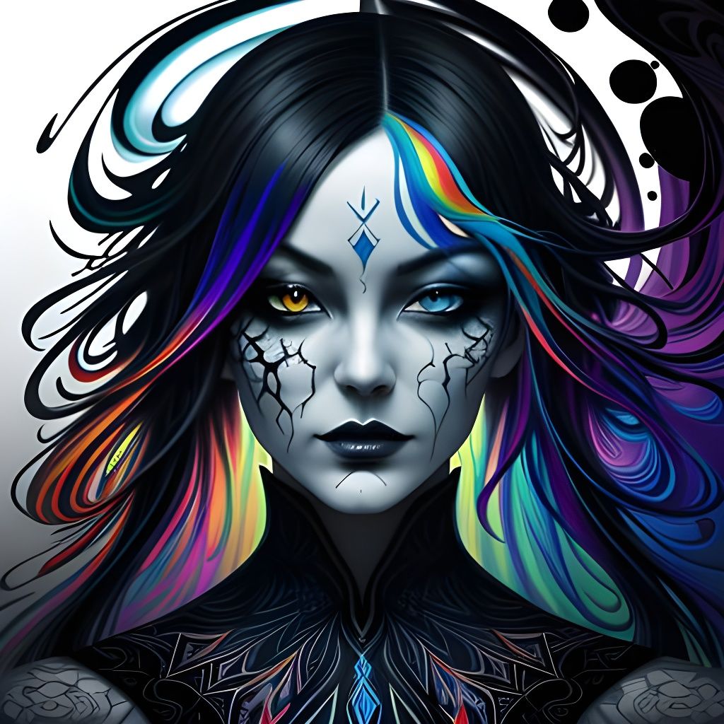 Psychedelic Gothic Forest with Castle in Ink Fusion Style