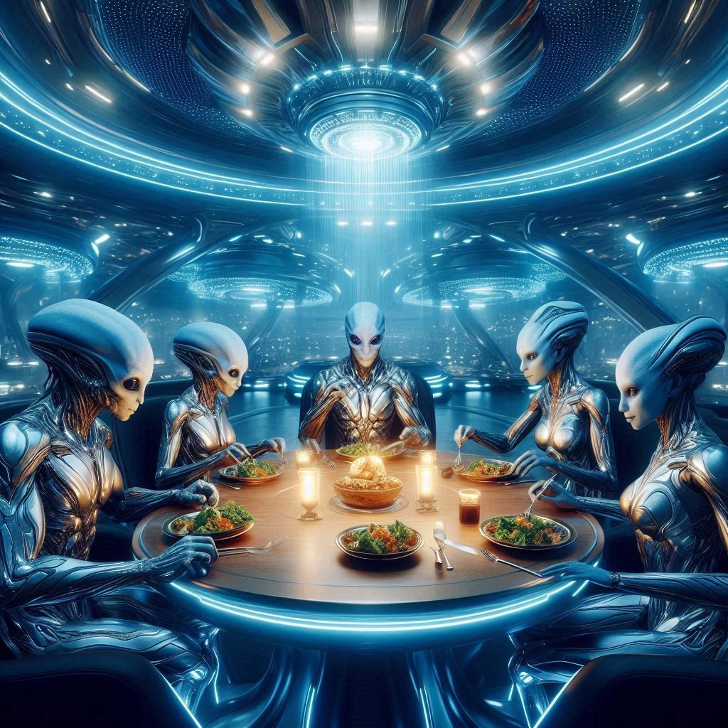 Celestial Bonds: Dinner Aboard the Alien Warship