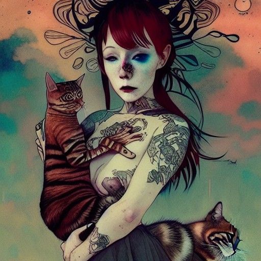 hugging a cat