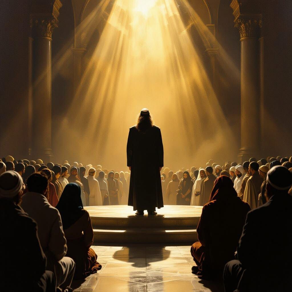 Epic Oil Painting of Jewish Man Receiving Global Reverence