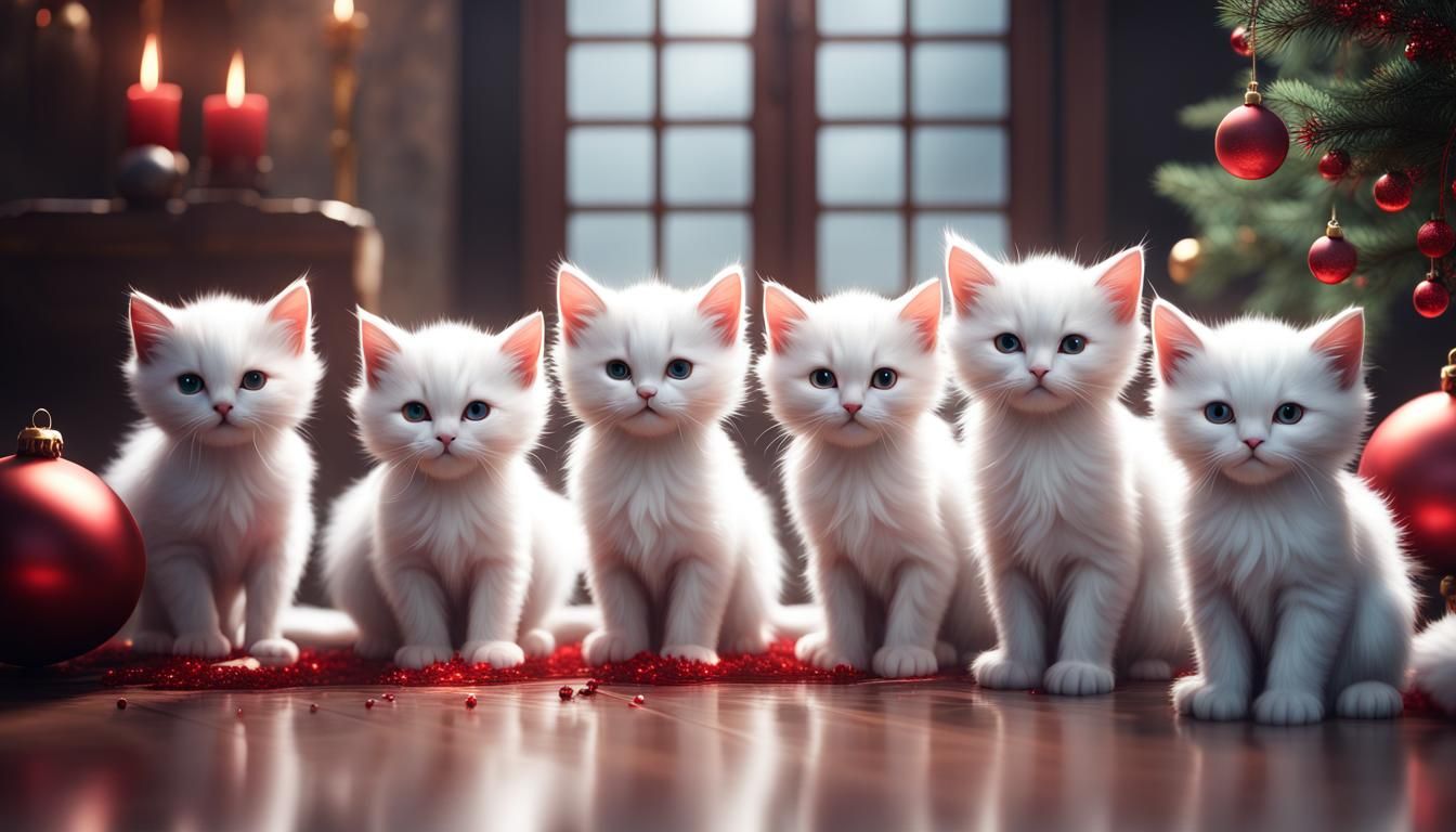 white fluffy cute kittens siam dynasty christmas