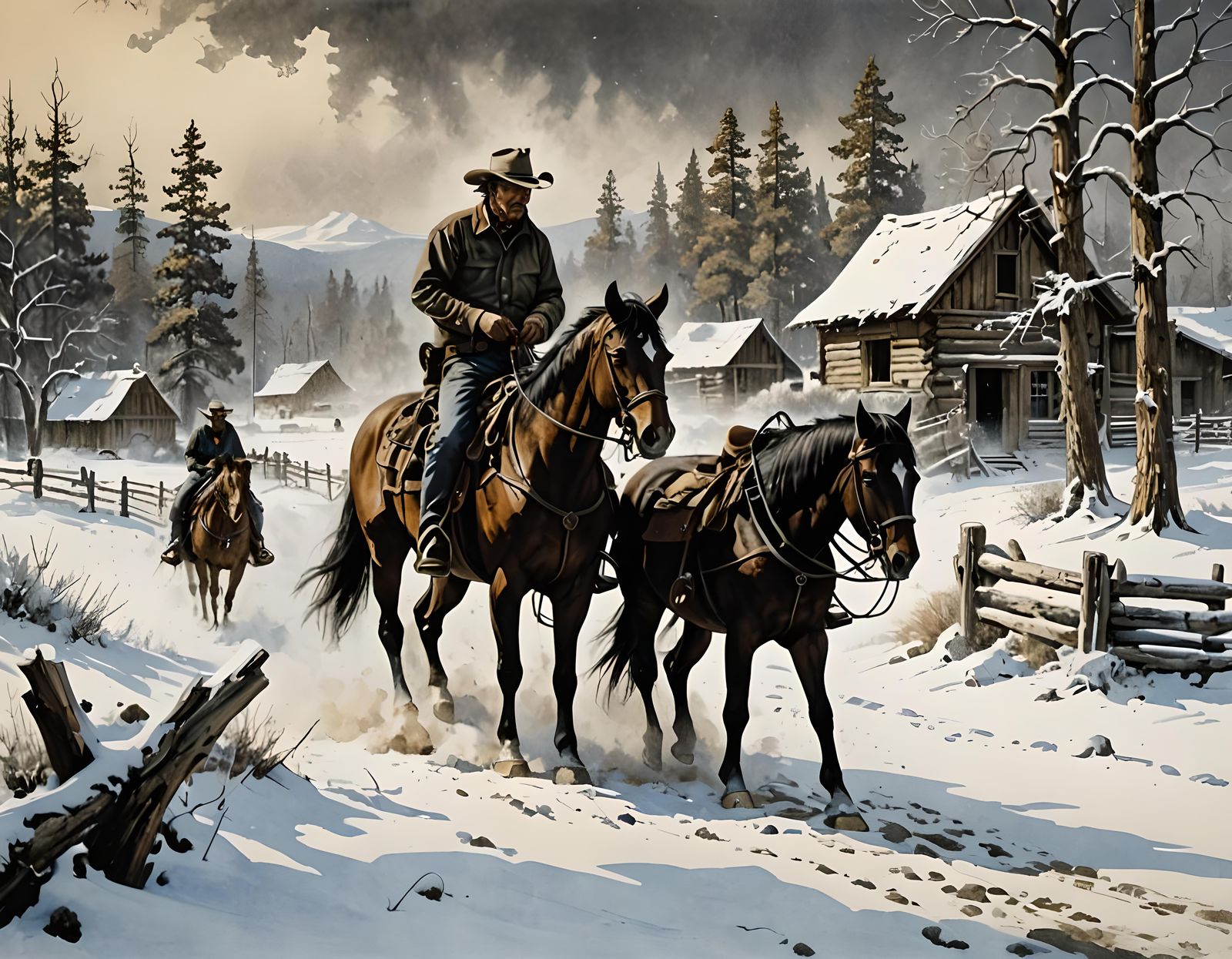 Winter in Wyoming in 1890  by @Ed Barbe-Noire