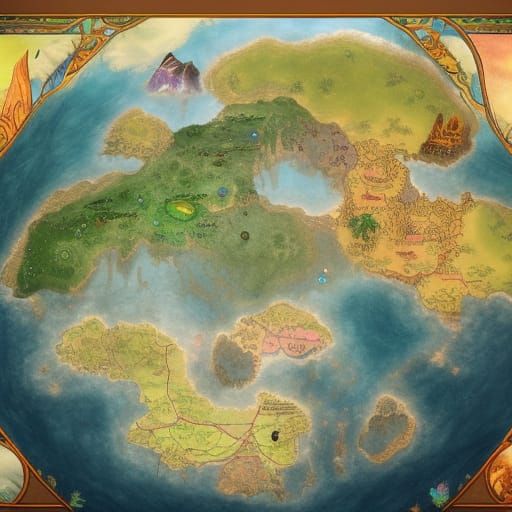 a beautiful map of huge fantasy world with 9 kingdoms - AI Generated ...