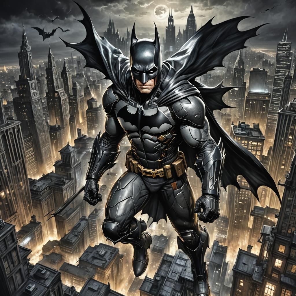 A Portrait of Batman Arkham Knight in Gotham City - AI Generated ...