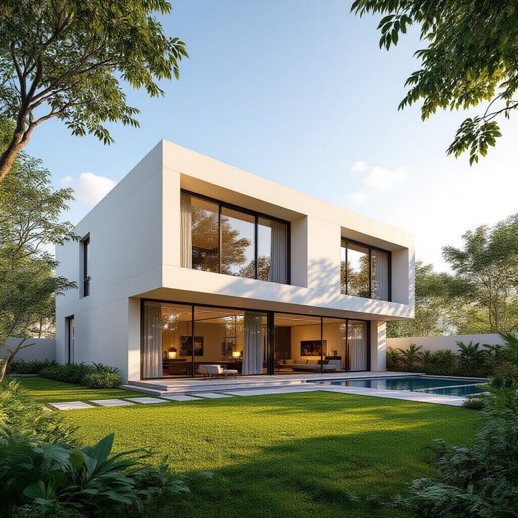 Elegant Modern Urban House in Lush Garden
