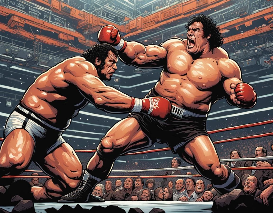 Andre the Giant wrestling The Rock Mark Brooks and Dan Mumfo...