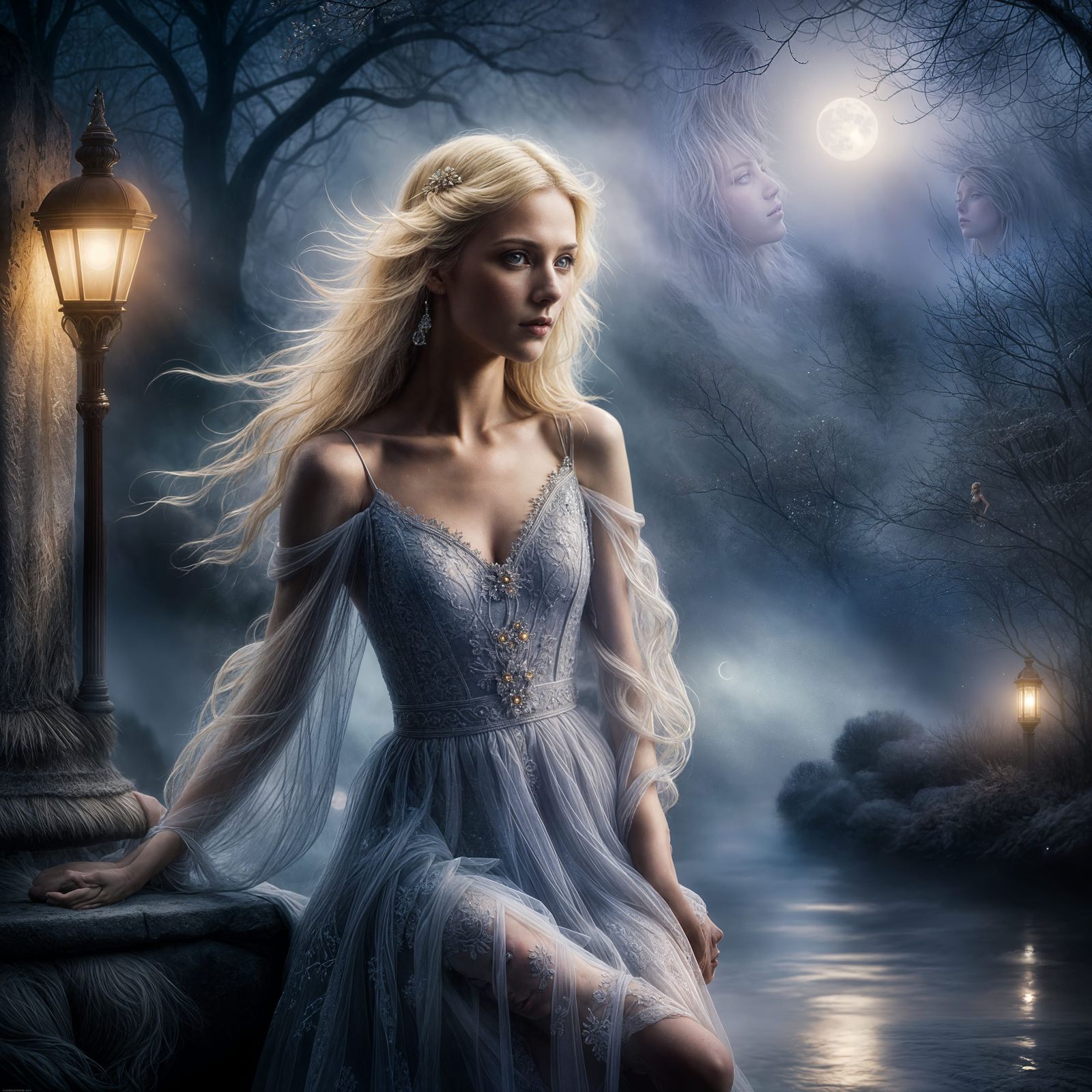 Moon light shining on a stunning blonde lady.  by @Bobbles52
