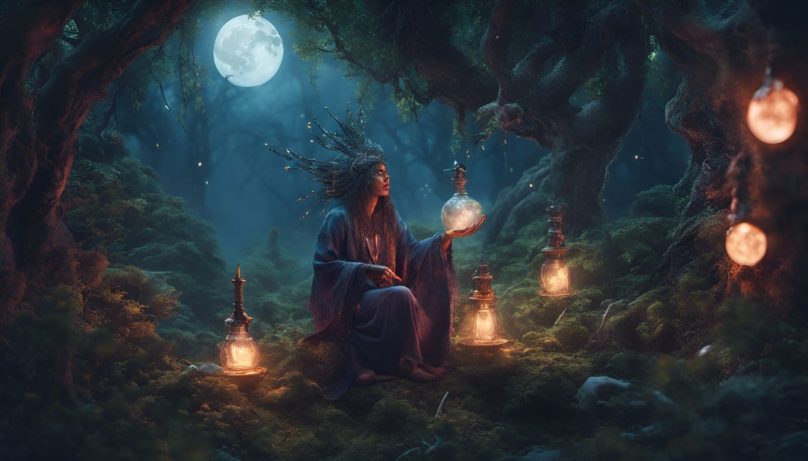 Shaman woman in the magic forest - AI Generated Artwork - NightCafe Creator