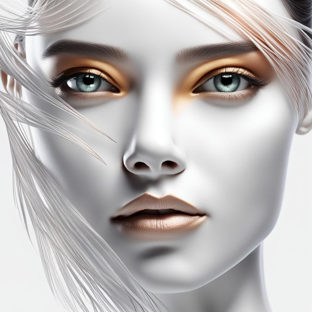 A stunning minimalist 3D CG of a woman's face, with elegant ...
