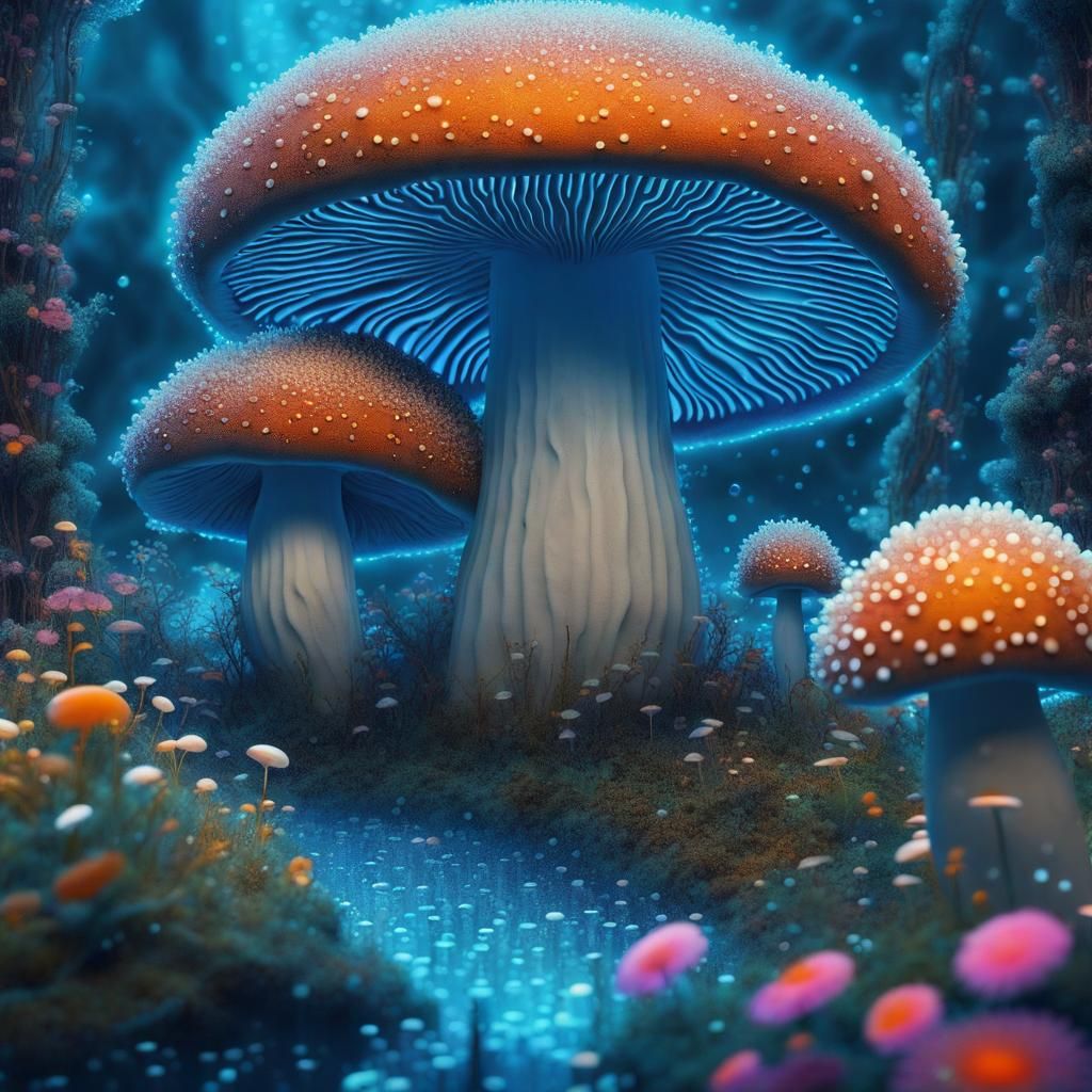 Enormous psychedelic mushroom - AI Generated Artwork - NightCafe Creator