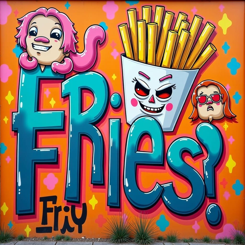  <lora:GraffitiPiece FL:1.0> "Would you like fries with that?"