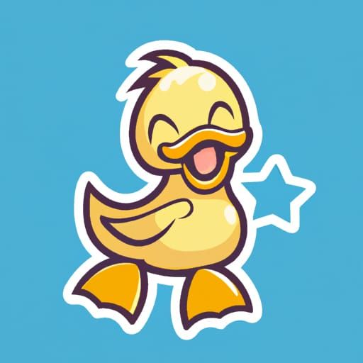 Happy duck for sticker design
