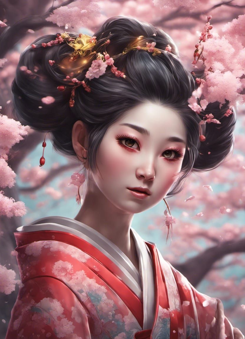 Cute Geisha Girl - Ai Generated Artwork - Nightcafe Creator