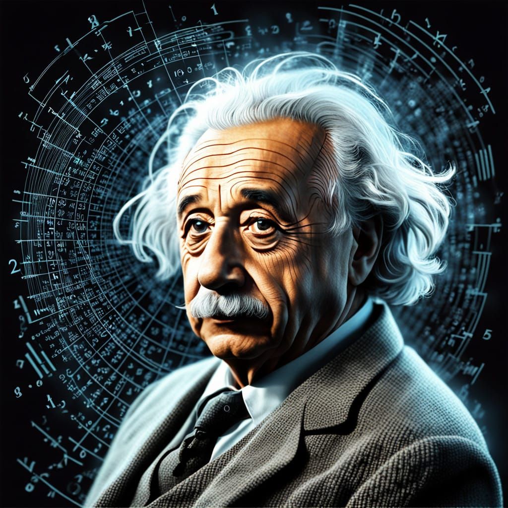 Einstein Lost in Binary Code Dreamscape