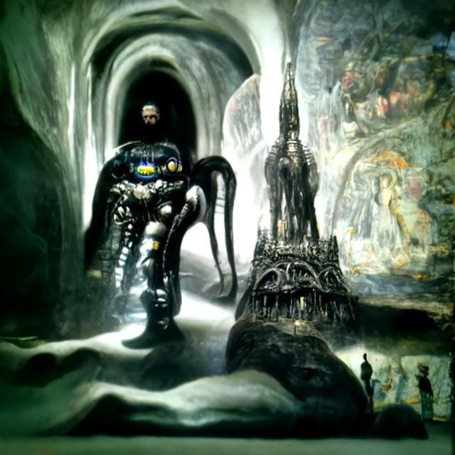 A hero in the lair of mighty chupacabra dimly lit terrifying...
