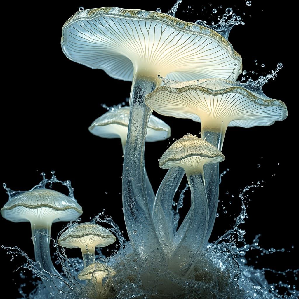**„Leuchtende Pilze tanzen in spritzendem Wasser – Ein faszinierendes Spiel aus Licht und Bewegung“** ...  by @bedisi yseven